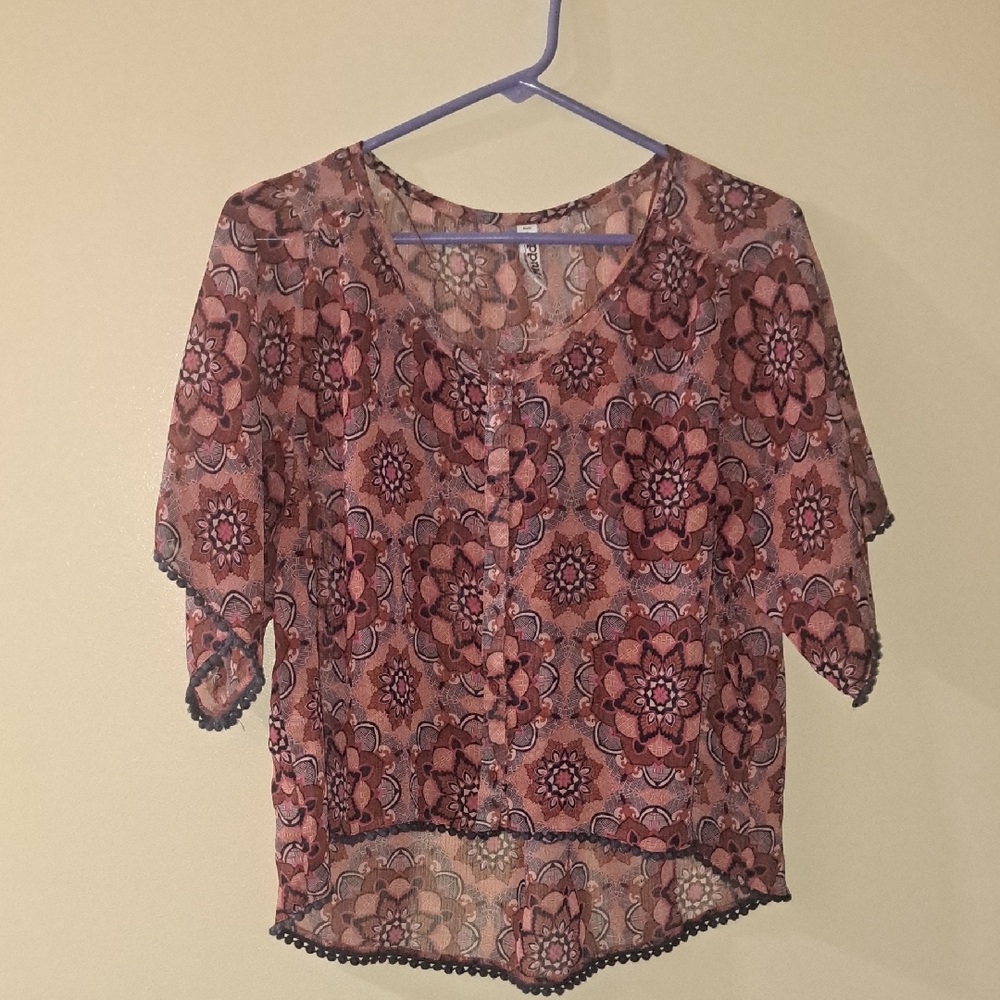 Juniors Mudd Sheer Button Down Top Size Medium